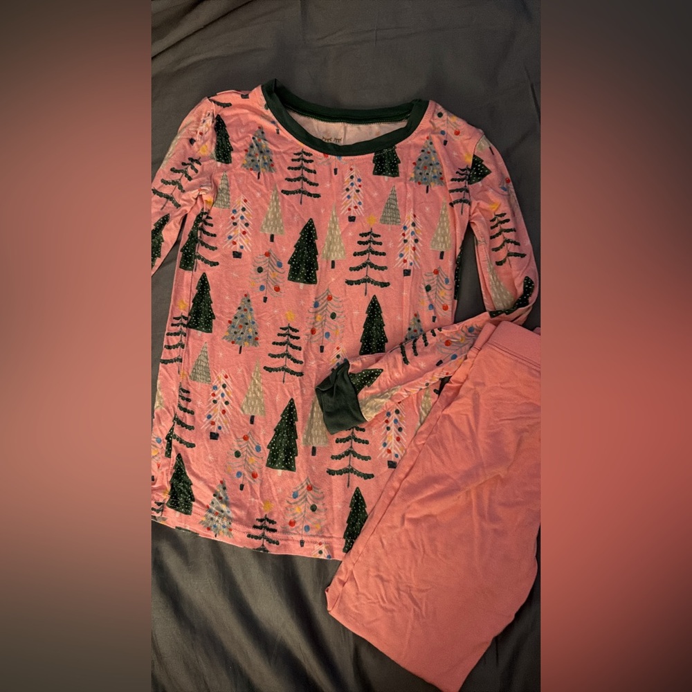 Little Sleepies Pink and Green Tree Pattern Pajama Set
